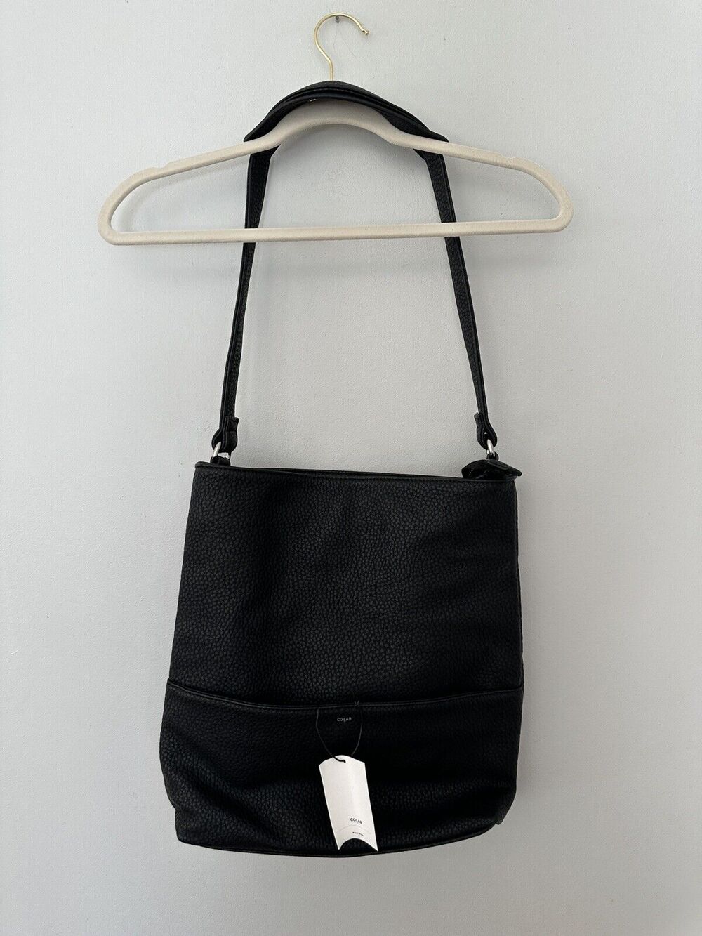 Co Lab Black Leather Handbag Tote Purse Bag Crossbody